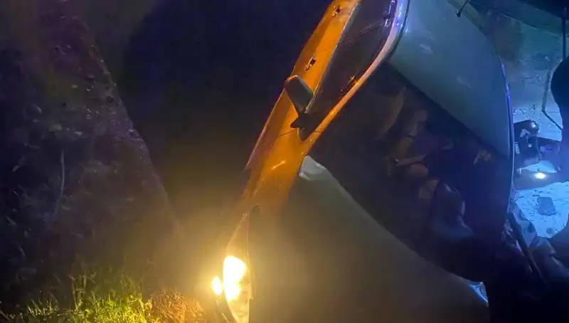 Adana'da Otomobil Şarampole Devrildi, İki Kişi Yaralandı